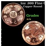 1oz .999 Fine Copper Bullion Round - Year Of The D