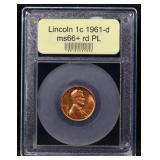 1961-d Lincoln Cent 1c ms66+ rd PL USCG