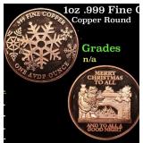 1oz .999 Fine Copper Bullion Round - Merry Christm