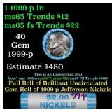 BU Shotgun Jefferson 5c roll, 1999-p 40 pcs Bank $