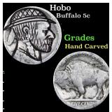 Hobo Buffalo Nickel 5c Grades Hand Carved