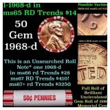 BU Shotgun Lincoln 1c roll, 1968-d 50 pcs Bank Wra