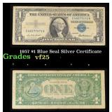 1957 $1 Blue Seal Silver Certificate Grades vf+