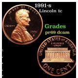 1991-s Proof Lincoln Cent 1c Grades GEM++ Proof De
