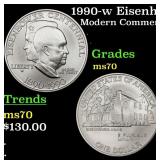 1990-w Eisenhower Modern Commem Dollar $1 ms70 SEG