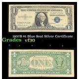 1957B $1 Blue Seal Silver Certificate Grades vf++