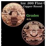 1oz .999 Fine Copper Bullion Round - We