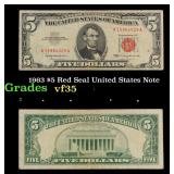 1963 $5 Red Seal United States Note Grades vf++