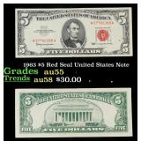 1963 $5 Red Seal United States Note Grades Choice