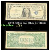 1957B $1 Blue Seal Silver Certificate Grades vf++