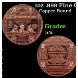 1oz .999 Fine Copper Bullion Round - Silver Certif