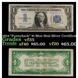 1934 $1 Blue Seal Silver Certificate Grades vf++