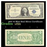 1957 $1 Blue Seal Silver Certificate Grades vf++