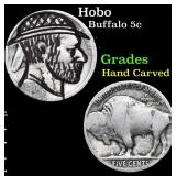 Hobo Buffalo Nickel 5c Grades Hand Carved