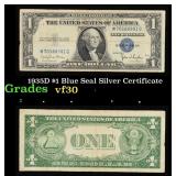 1935D $1 Blue Seal Silver Certificate Grades vf++