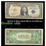 1935A $1 Blue Seal Silver Certificate Grades vf++