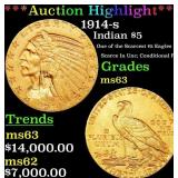*Highlight* 1914-s Gold Indian Half Eagle $5 Selec