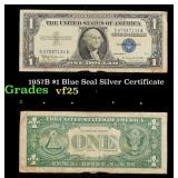 1957B $1 Blue Seal Silver Certificate Grades vf+