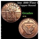 1oz .999 Fine Copper Bullion Round - Standing Libe