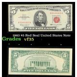 1963 $5 Red Seal United States Note Grades vf++
