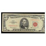 1963 $5 Red Seal United States Note Grades vf++