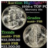 *Highlight* 1936-s Mercury Dime TOP POP! 10c ms68+