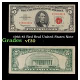 1963 $5 Red Seal United States Note Grades vf++