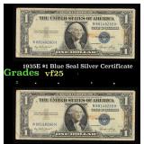 1935E $1 Blue Seal Silver Certificate Grades vf+