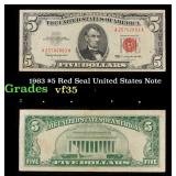 1963 $5 Red Seal United States Note Grades vf++