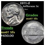 1971-d Jefferson Nickel 5c Grades GEM++ 5fs