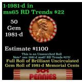 BU Shotgun Lincoln 1c roll, 1981-p 50 pcs Bank Wra