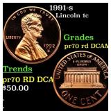 1991-s Proof Lincoln Cent 1c pr70 rd DCAM SEGS
