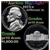 1975-s Proof Jefferson Nickel 5c pr70 dcam SEGS