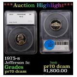 *Highlight* 1975-s Proof Jefferson Nickel 5c pr70