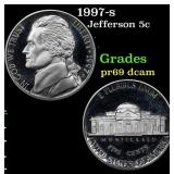 1997-s Proof Jefferson Nickel 5c Grades GEM++ Proo