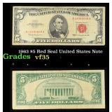1963 $5 Red Seal United States Note Grades vf++