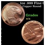 1oz .999 Fine Copper Bullion Round - Bald Eagle St
