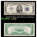 1934D $5 Blue Seal Silver Certificate Grades xf