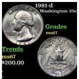 1981-d Washington Quarter 25c Grades GEM++ Unc