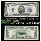1934D $5 Blue Seal Silver Certificate Grades Choic