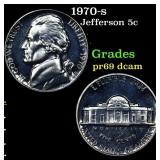 1970-s Proof Jefferson Nickel 5c Grades GEM++ Proo
