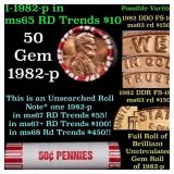 BU Shotgun Lincoln 1c roll, 1982-p 50 pcs Bank Wra