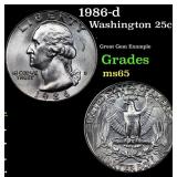 1986-d Washington Quarter 25c Grades GEM Unc