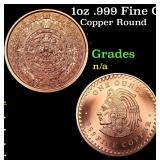 1oz .999 Fine Copper Bullion Round - Aztec Calenda