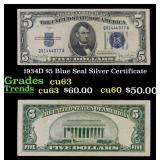 1934D $5 Blue Seal Silver Certificate Grades Selec