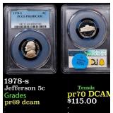 PCGS 1978-s Proof Jefferson Nickel 5c pr69 dcam PC