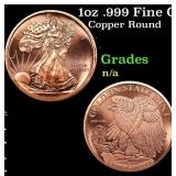 1oz .999 Fine Copper Bullion Round - Walking Liber