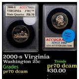 2000-s Virginia Proof Washington Quarter 25c pr70