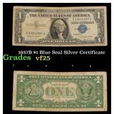 1957B $1 Blue Seal Silver Certificate Grades vf+