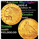 *Highlight* 1908-d Gold Indian Half Eagle $5 GEM U